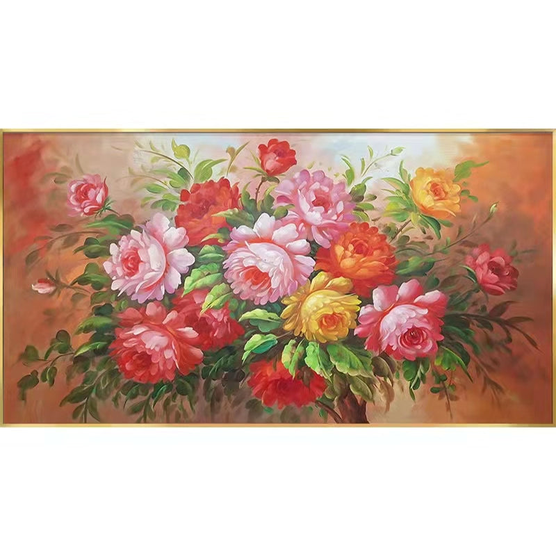 90x50cm Flower Cross Stitch Kits 11CT Stamped Full Range of Embroidery Starter Kit for Beginners Pre-Printed Pattern