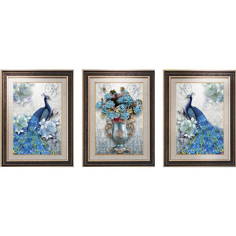 120x55CM 3pcs peacock 5D Full Diamond Painting NO FRAME M8344