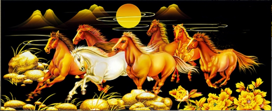 150X65CM-7horses -DIY 5D full Diamond Painting NO FRAME