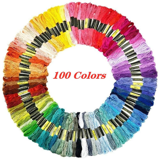100 PCS Cross Stitch Threads Skeins String Kit Embroidery Starter Kit Thread and Accessories  DIY Craft