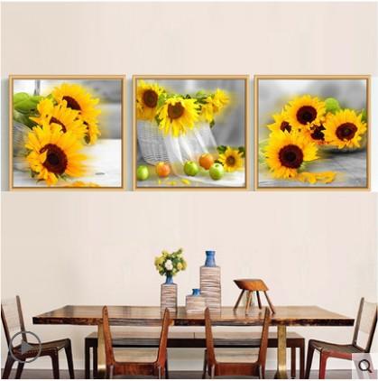 150x50CM (each 50*50) Sunflower Full Diamond Painting NO Frame Round diamond A6826