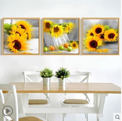 150x50CM (each 50*50) Sunflower Full Diamond Painting NO Frame Round diamond A6826