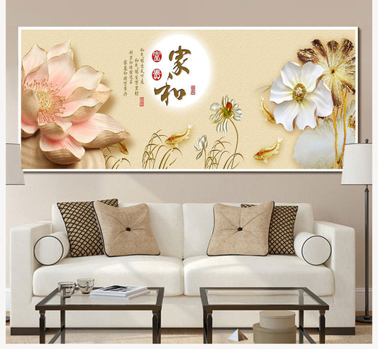 120x50cm Flower and Fish 5d diy diamond painting full drill NO FRAME