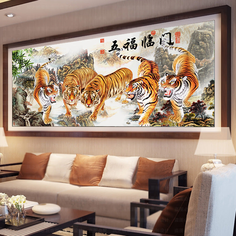 150x60cm 5 tigers 5d diy diamond painting full drill NO FRAME