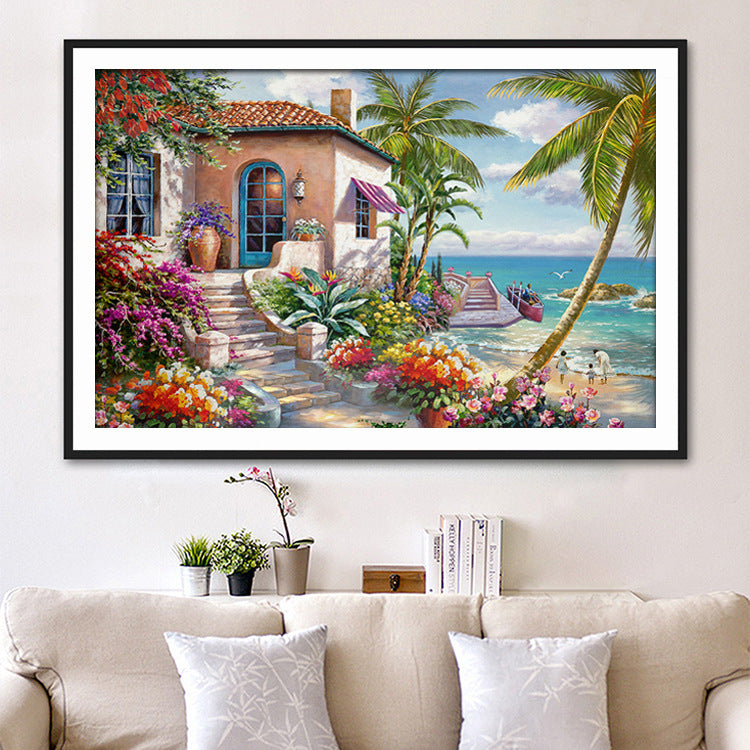 70x50cm Ocean Bay Villa  5d diy diamond painting full drill NO FRAME (AB BEADS) M7594