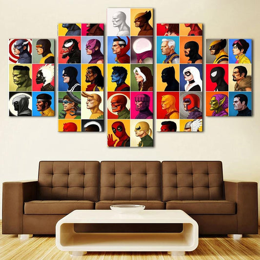 5 PCS Movie Marvel characters Prints Poster Wall Modular Picture Modern Paintings Canvas Art Home Decoration Artwork