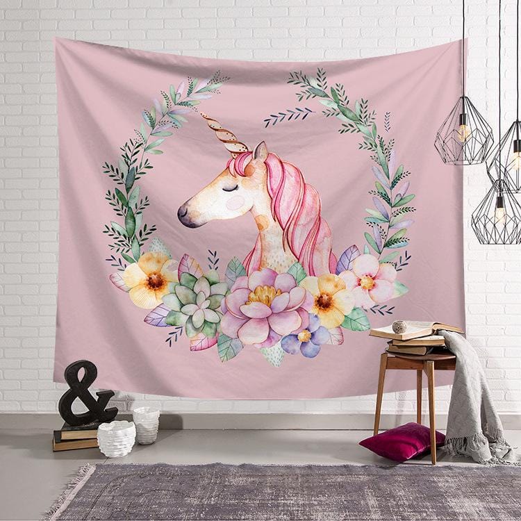 200 x150( Velvet) ins fashion wall green unicorn tapestry