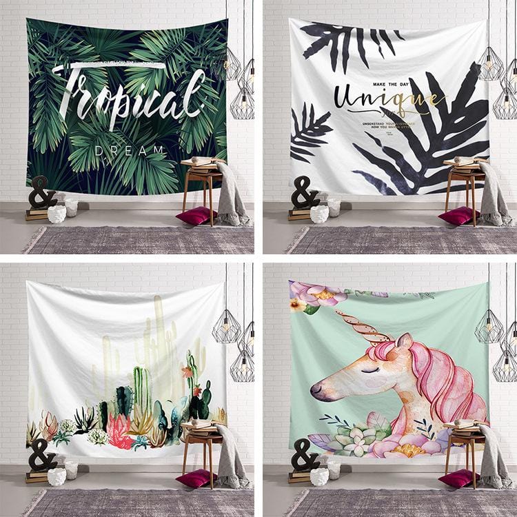 200 x150( Velvet) ins fashion wall green unicorn tapestry