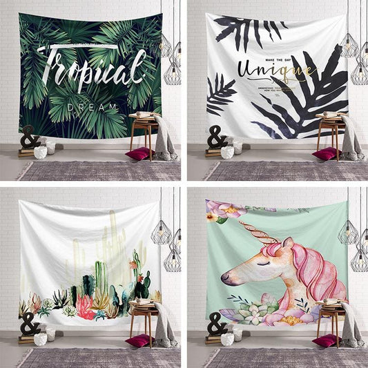 200 x150( Velvet) ins fashion wall green unicorn tapestry
