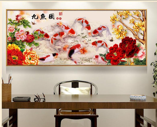 100X40CM-9 fish diagram- DIY 5D full Diamond Painting A9210