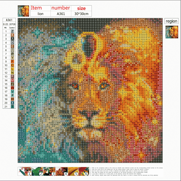 30*30CM-Lion-Full Diamond 5D Diamond Paintting Kits NO FRAME