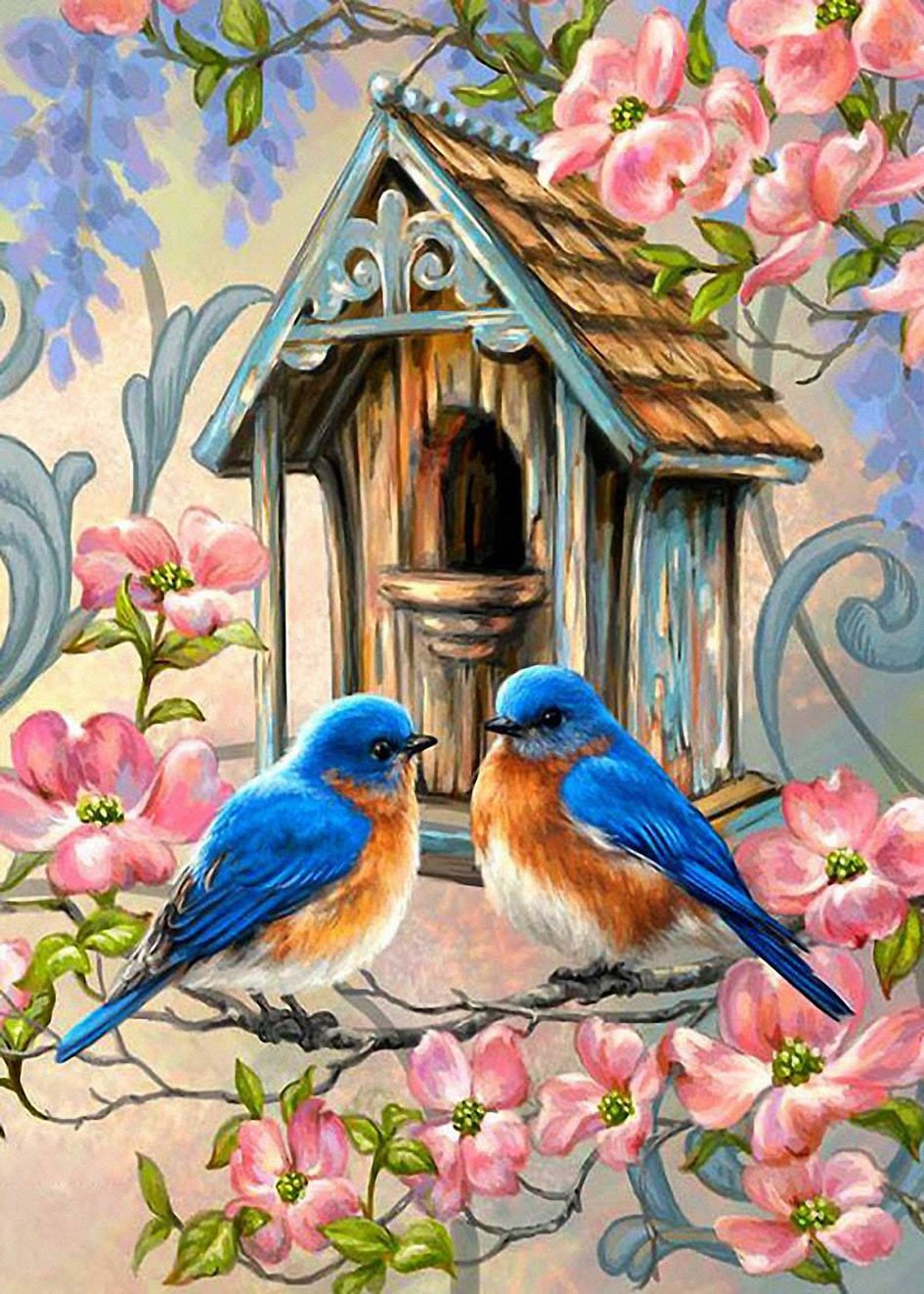 Bird & House-5D Full Diamond Painting DIY Pictures 30X40CM  M5325