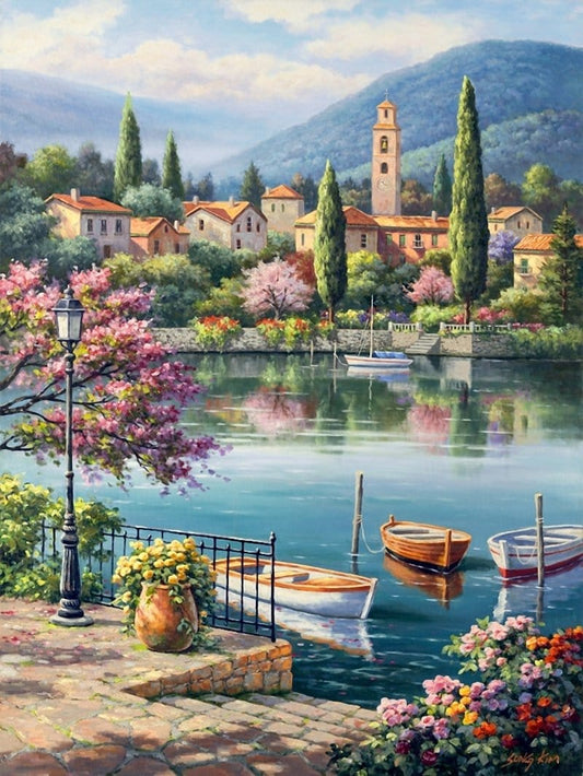 Lakeside No Framed DIY Oil Painting By Numbers Canvas Wall Art For Living Room Home Decor