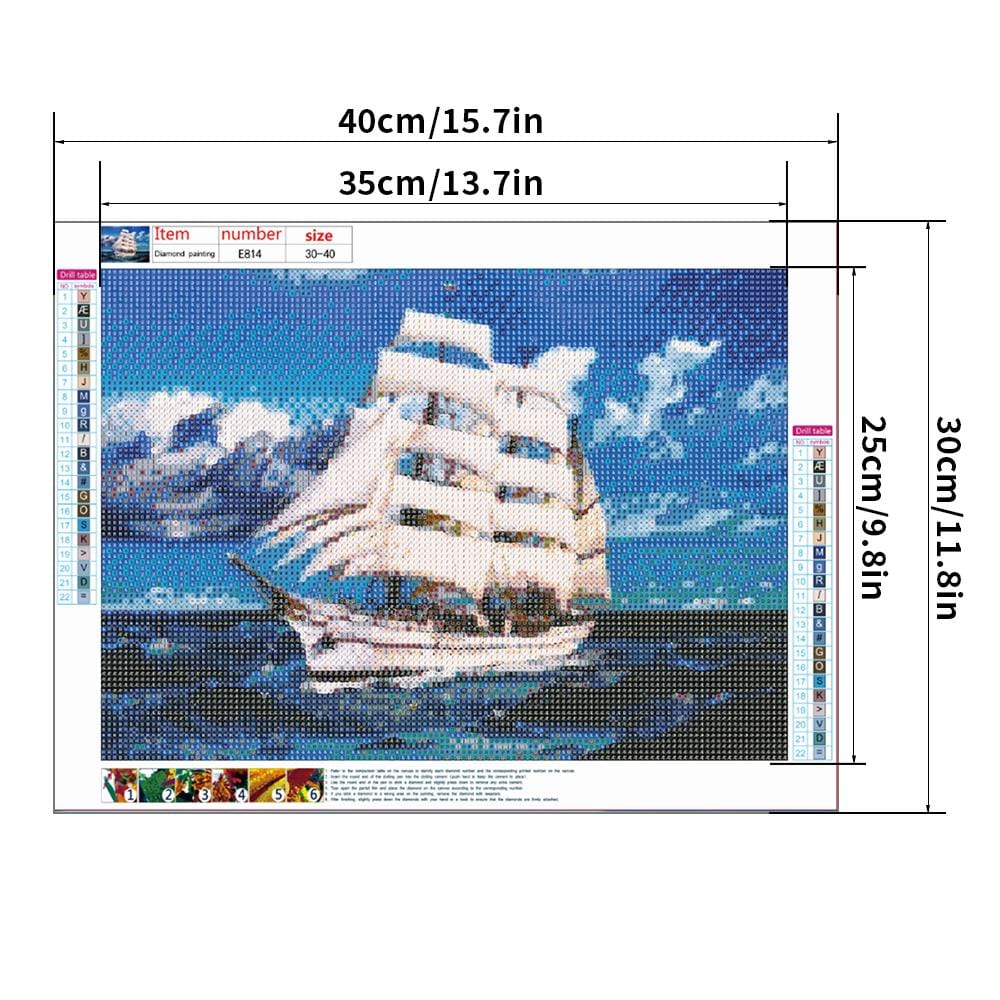 30X40CM sailing boat  5D Full Diamond Painting DIY Pictures E814