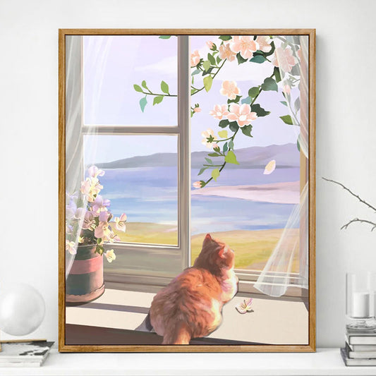 Cat No Framed DIY Oil Painting By Numbers Canvas Wall Art For Living Room Home Decor 40*50CM