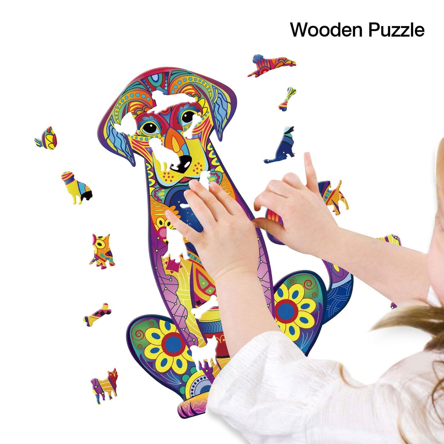 Dog Unique Wooden animal Jigsaw Puzzles Mysterious Chameleon Puzzle Fabulous Gift Interactive Games Toy