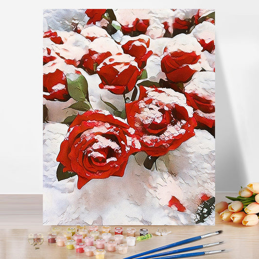 Ice Rose Flower No Framed DIY Oil Painting By Numbers Canvas Wall Art For Living Room Home Decor 40*50CM