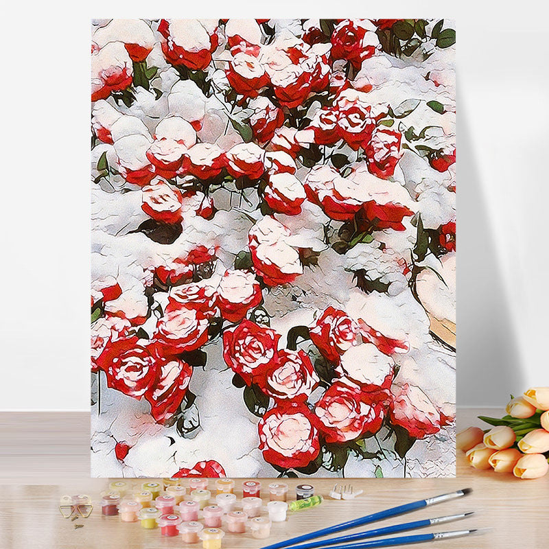 Ice Rose Flower No Framed DIY Oil Painting By Numbers Canvas Wall Art For Living Room Home Decor 40*50CM