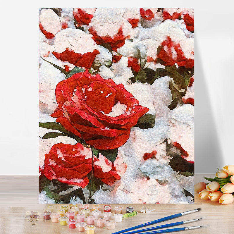 Ice Rose Flower No Framed DIY Oil Painting By Numbers Canvas Wall Art For Living Room Home Decor 40*50CM