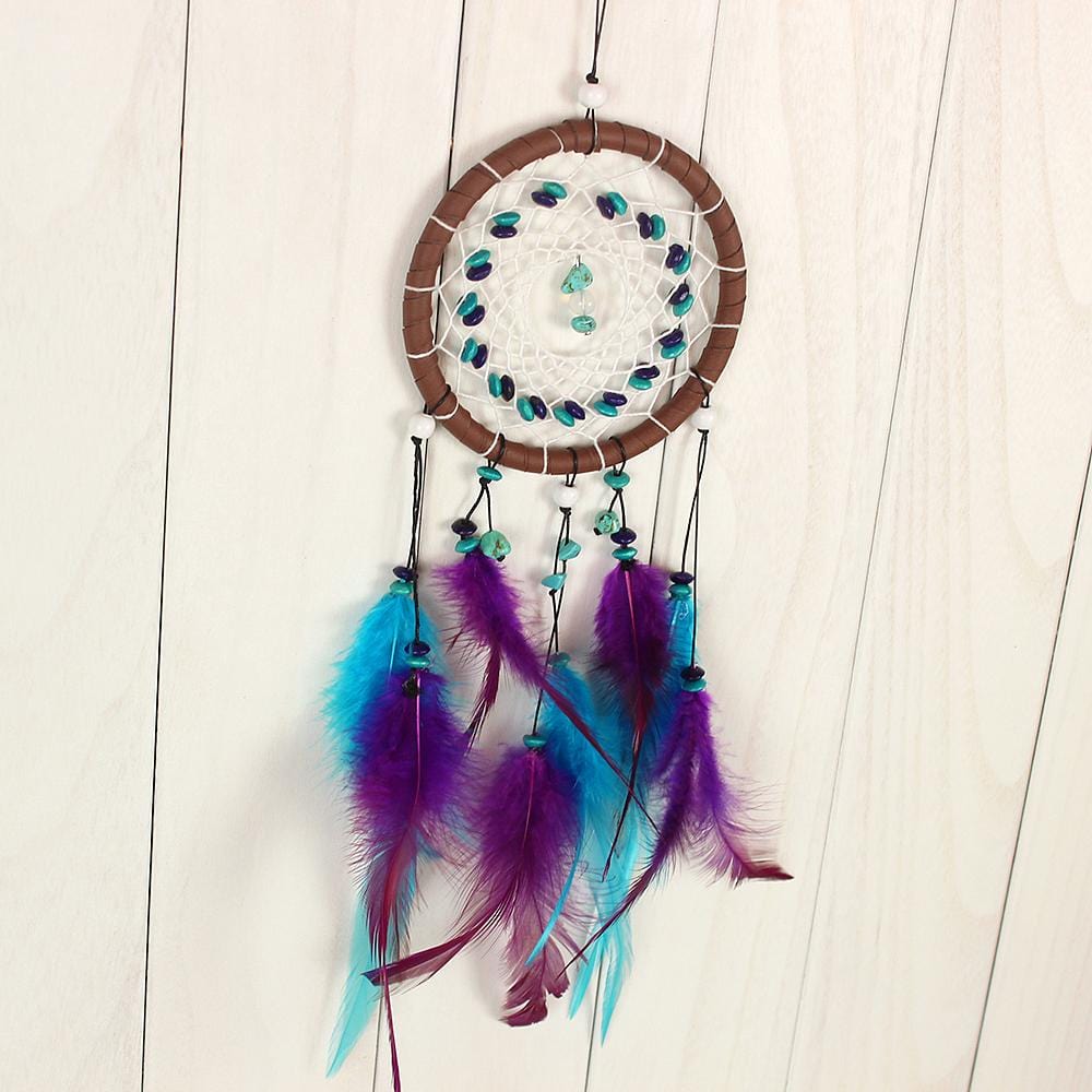 Handmade Dream Catcher With Light Room Decor Feather Weaving Wind Chimes Religious Masco