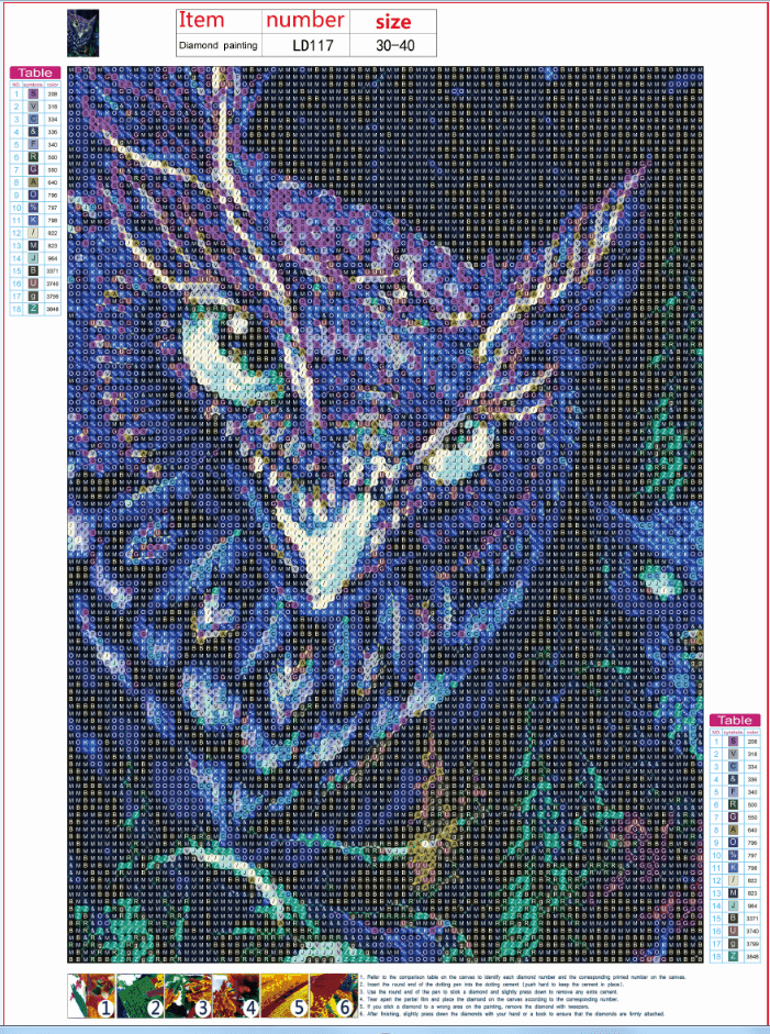 40X30CM Night owl  5d diy diamond painting full drill NO FRAME LD117