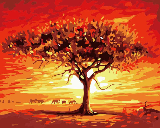 No Framed DIY Oil Painting By Numbers Canvas Wall Art For Living Room Home Decor 40*50CM--Tree