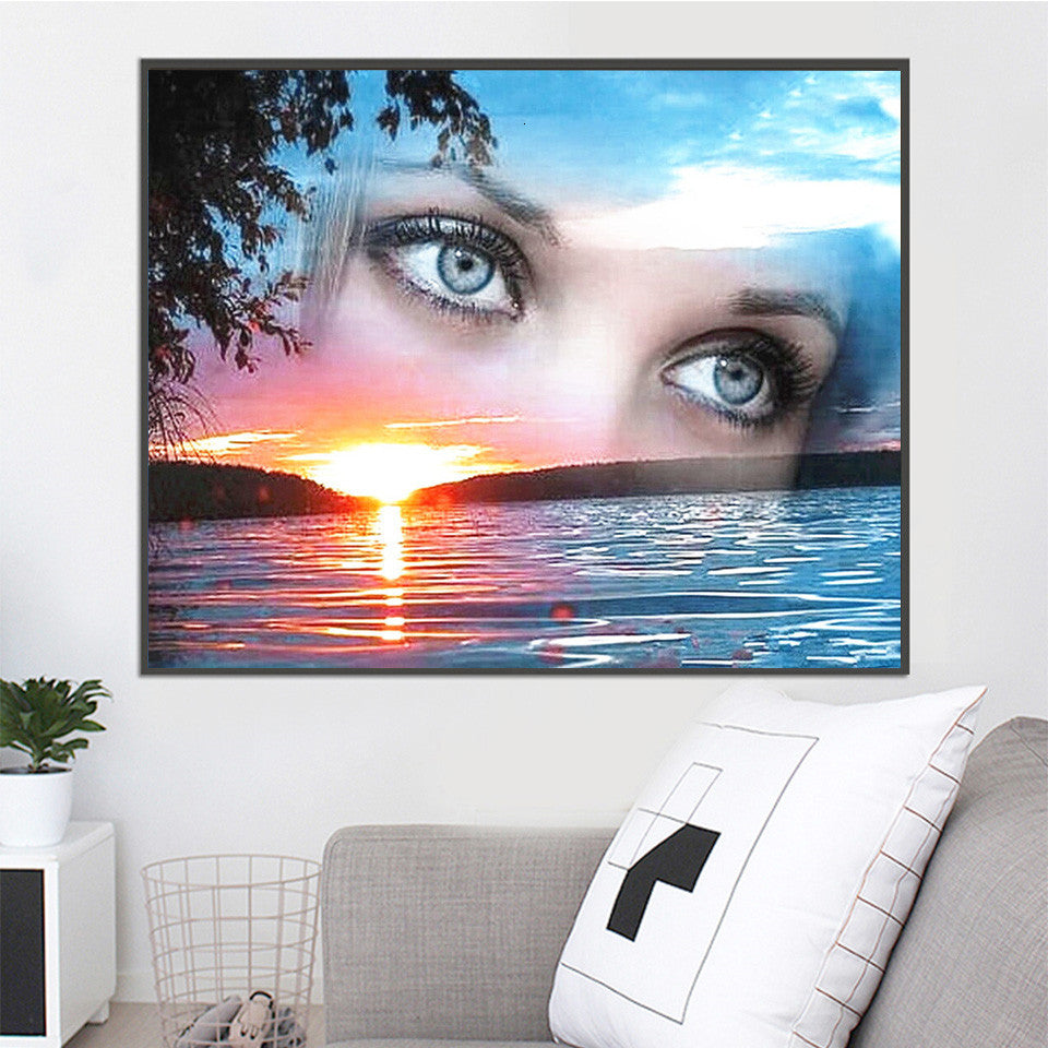 45x60CM-Landscape and eye- DIY 5D full Diamond Painting NO FRAME