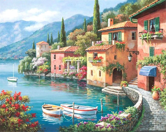 Lake House Landscape Painting No Framed DIY Oil Painting By Numbers Canvas Home Decor 40x50cm