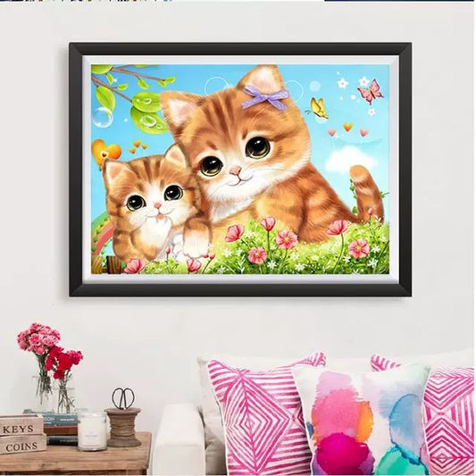 60x80CM - Two Cats DIY 5D full Diamond Painting no frame