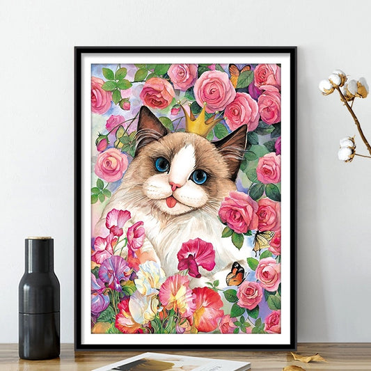 50x65CM flower &cat Full Diamond Painting NO Frame Round diamond R1742