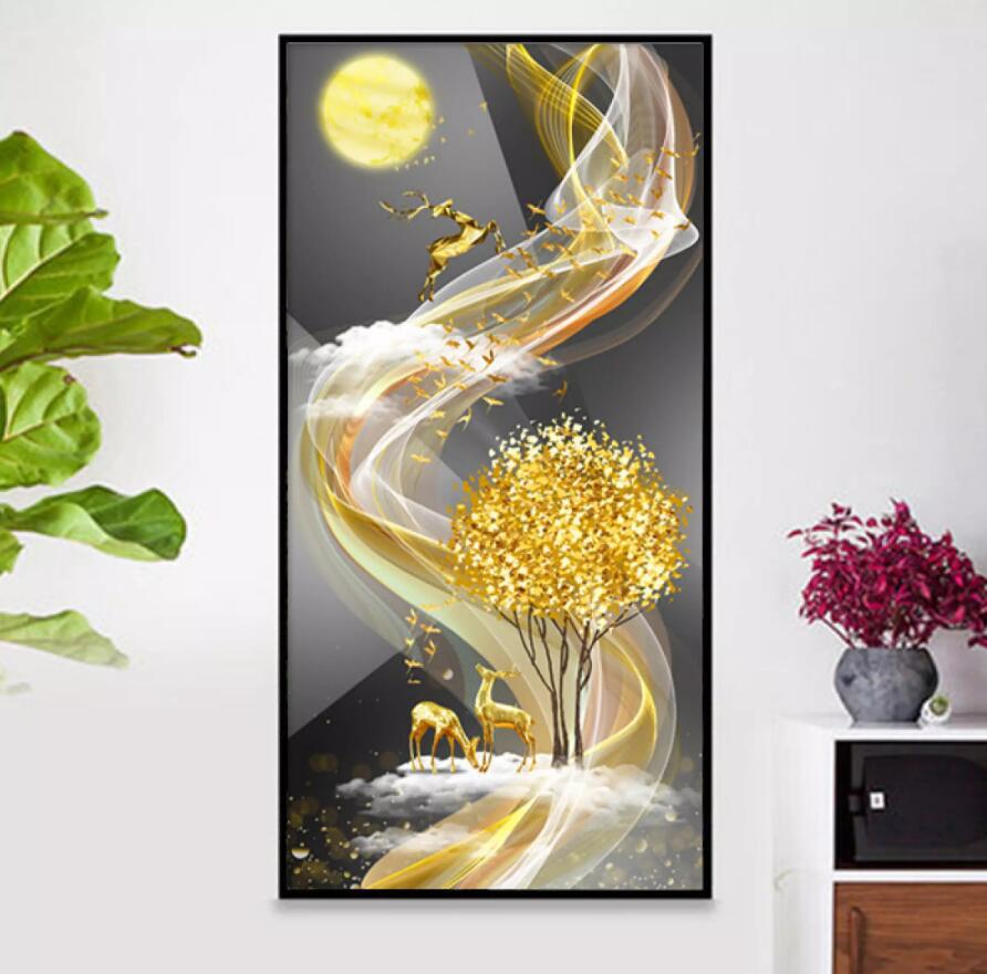 60x110CM -  Golden Deer DIY 5D full Diamond Painting no frame