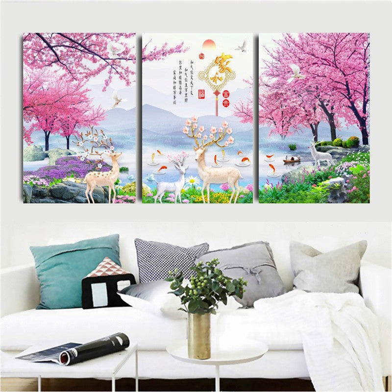 60x120CM -  Flower and Deer DIY 5D full Diamond Painting no frame