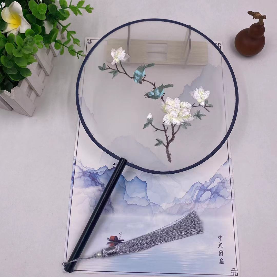 Embroidered Round Fan silk Fan For Wedding Event Party Decor Gift (9  styles  available)