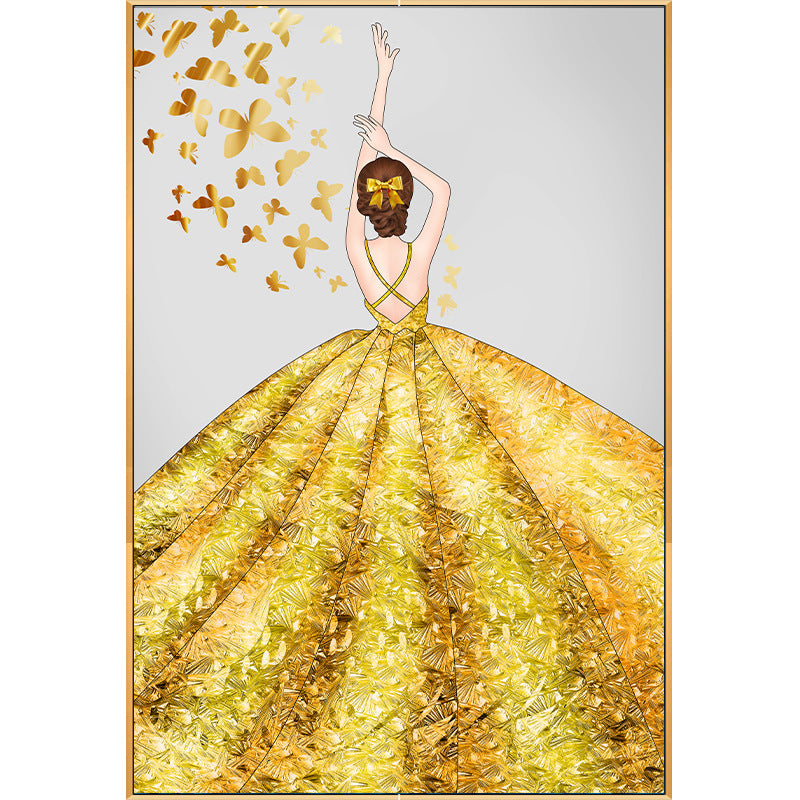 50x90cm elegant lady yellow dress 5d diy diamond painting full drill NO FRAME