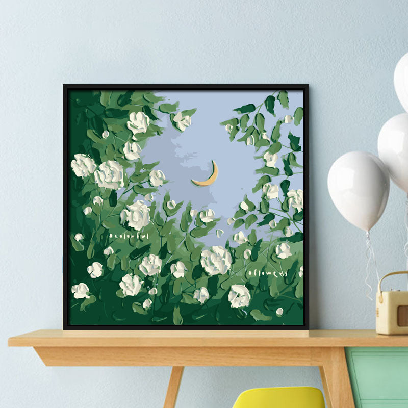 40x40cm White Flower  DIY Oil Painting By Numbers Canvas Wall Art For Living Room Home Decor