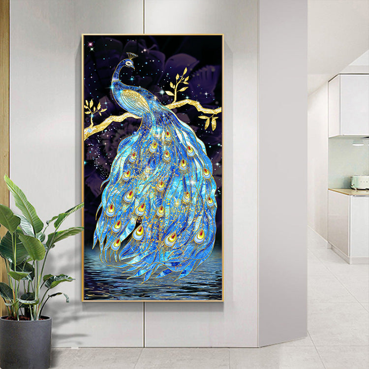 50x90cm blue peacock 5d diy diamond painting full drill NO FRAME