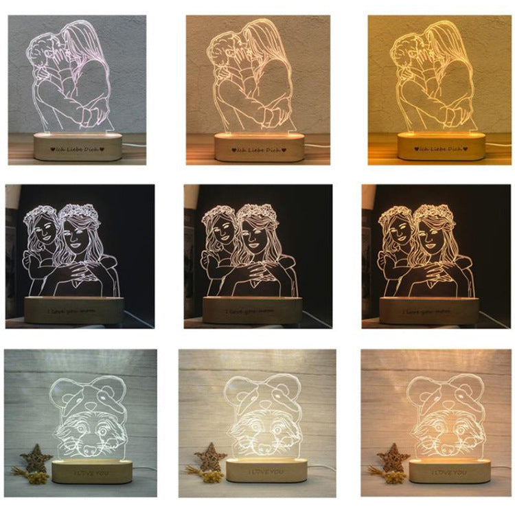 Personalized Custom Picture Photo Night Lamp Text Customized Valentine's Day Wedding Anniversary Birthday 3D Night Light Gifts