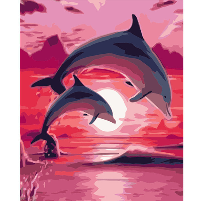 dolphin No Framed DIY Oil Painting By Numbers Canvas Wall Art For Living Room Home Decor 40*50CM