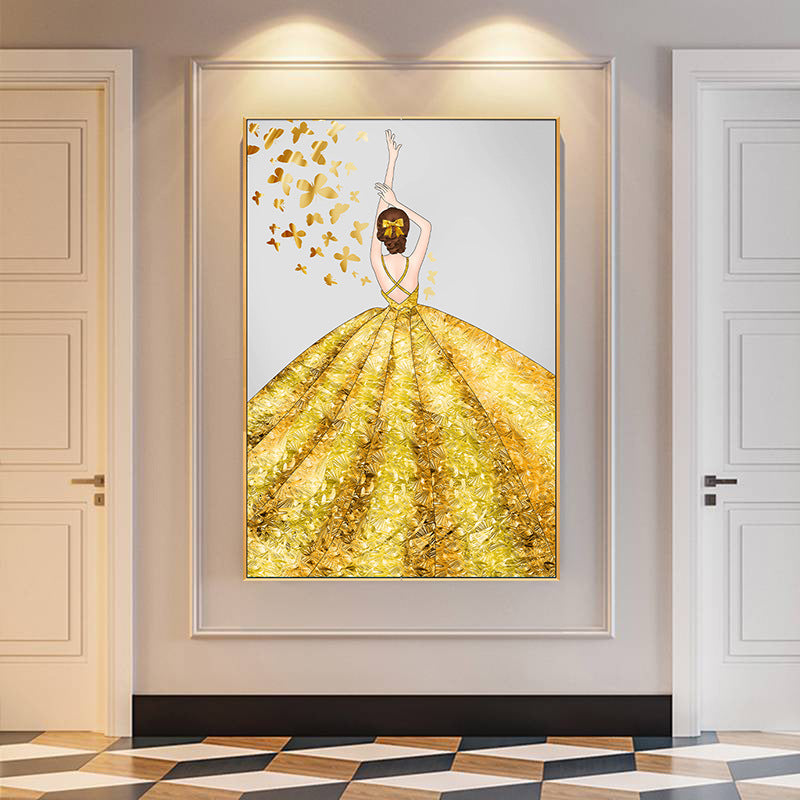 50x90cm elegant lady yellow dress 5d diy diamond painting full drill NO FRAME