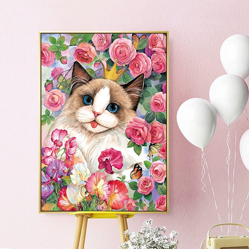 50x65CM flower &cat Full Diamond Painting NO Frame Round diamond R1742