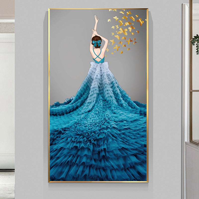 50x90CM-Blue dress- DIY 5D full Diamond Painting NO FRAME R5800 Round beads