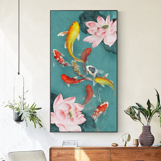 50x90CM-KOI and lotus- DIY 5D full Diamond Painting NO FRAMED