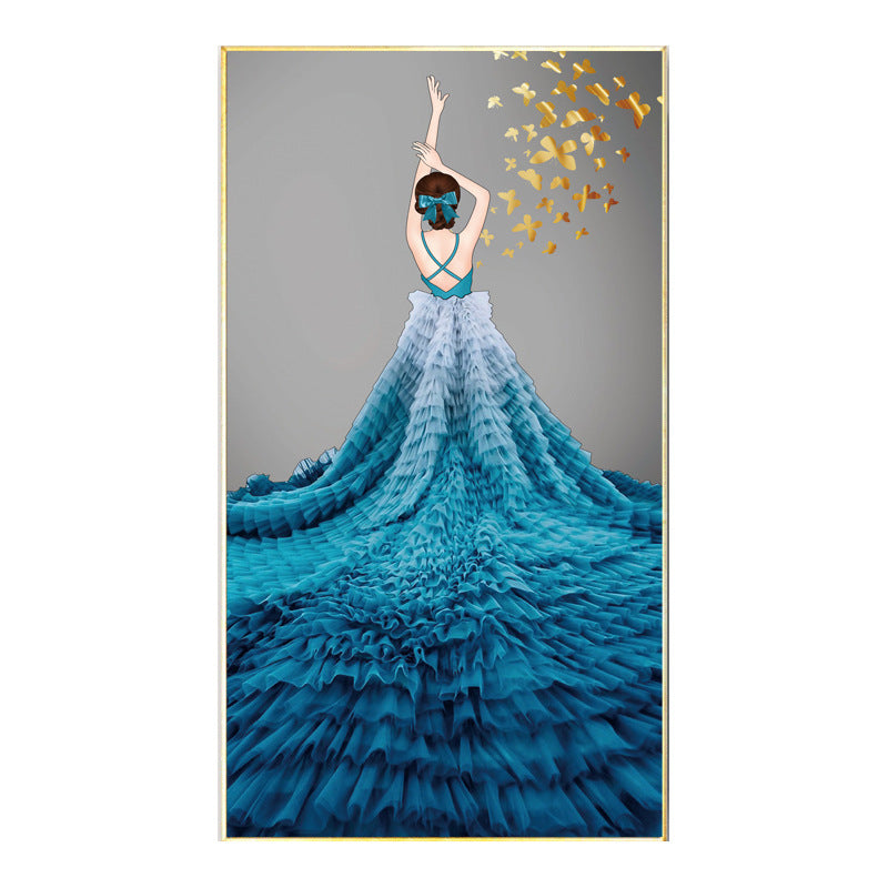 50x90CM-Blue dress- DIY 5D full Diamond Painting NO FRAME R5800 Round beads