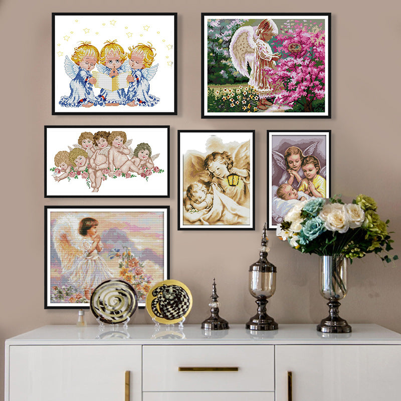 Angel Series Cross Stitch Kits 11CT Stamped Full Range of Embroidery Starter Kit for Beginners Pre-Printed Pattern