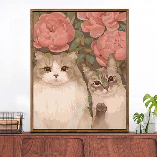 Cat 02 No Framed DIY Oil Painting By Numbers Canvas Wall Art For Living Room Home Decor 40*50CM