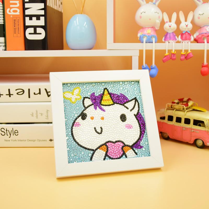 18X18CM Unicorn with frame 5D Kids Diamond Painting