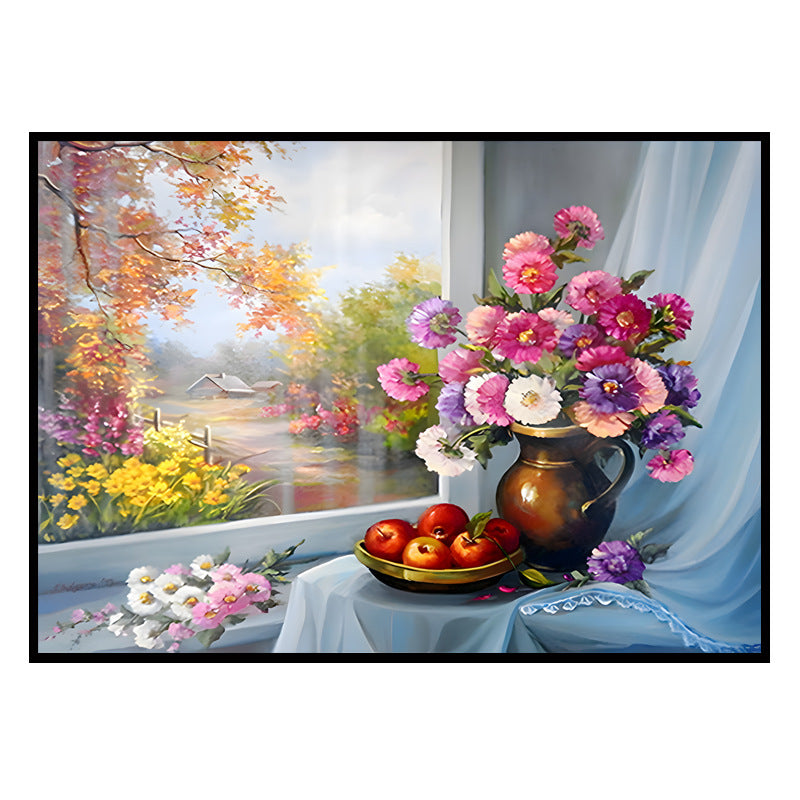 100x75cm Flowers 3 strands 11CT Stamped Cross Stitch Full Range of Embroidery Starter Kit for Beginners Pre-Printed Patterns