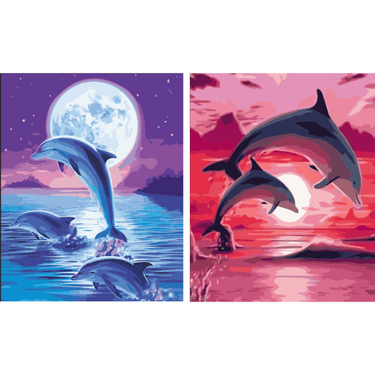 dolphin No Framed DIY Oil Painting By Numbers Canvas Wall Art For Living Room Home Decor 40*50CM