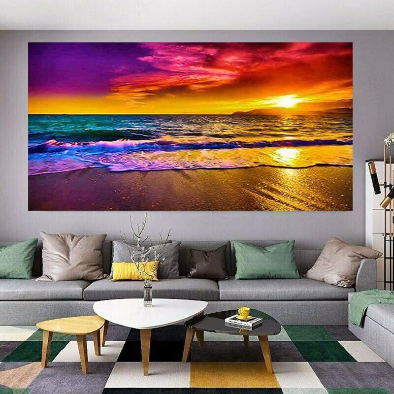 120x50CM  Sunset Beach  5D Full Diamond no frame  ZS56