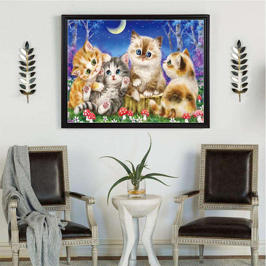 60x50cm cats 5d diy diamond painting full drill NO FRAME